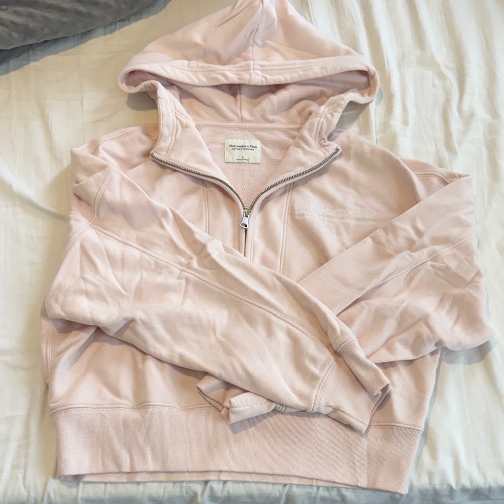 Light Pink Hooded Sweatshirt Cropped Scuba